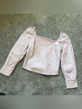 Lucy Paris Lilac Puff-Sleeve Square Neck Blouse